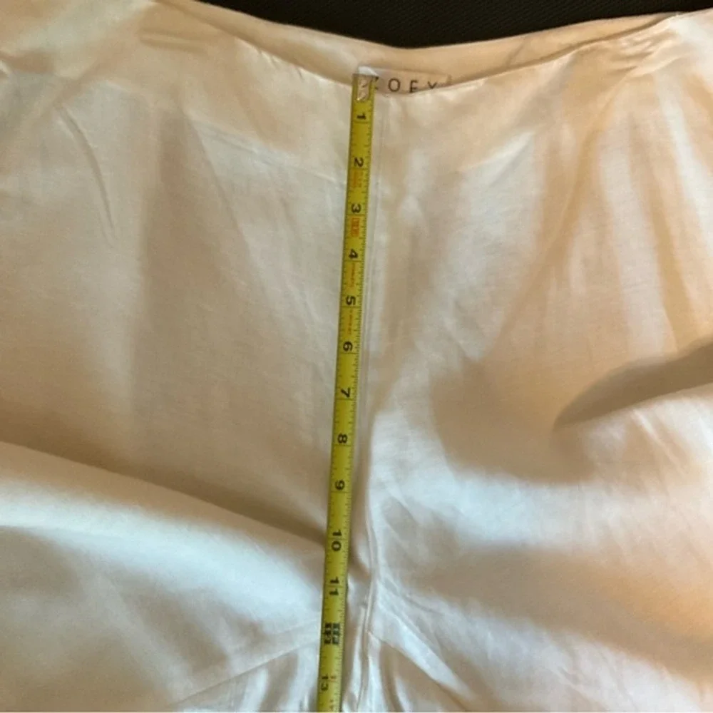 ZOEY Womens White Linen Blend Cropped‎ Pants Size 14
